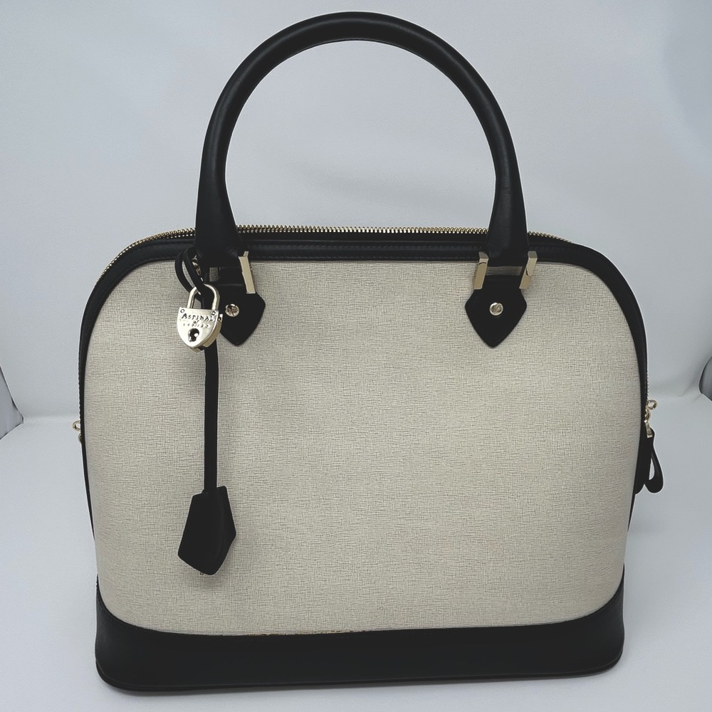 New Aspinal of London Black and Cream bag (brand fave of royals)